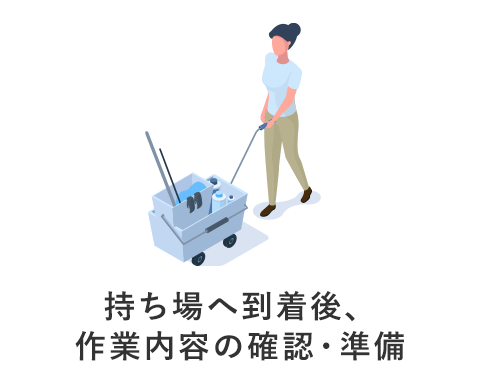 清掃スタッフが持ち場に移動しているイラスト